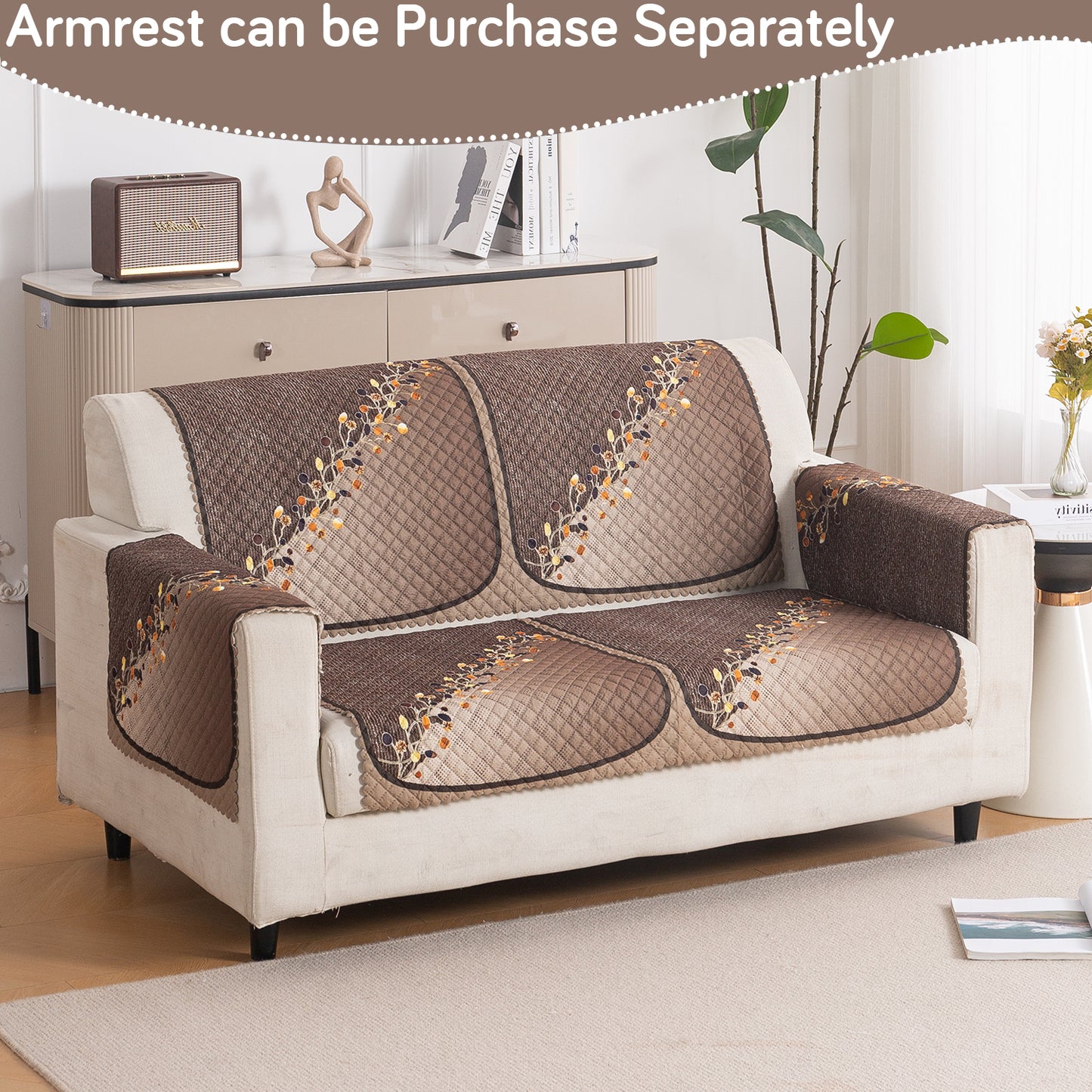 LoomVerse Quilted Sofa Cover Set Washable Sofa Panel for Seat & Back - Autumn Drape