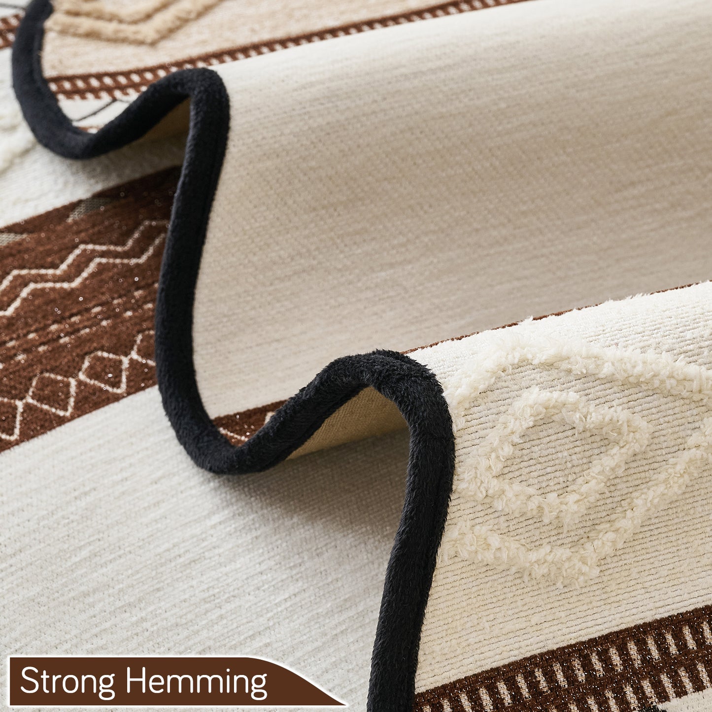 HOKIPO Boho Geometry Sofa Cover Mat|'Valenca Wavy Luxe Series' Earth Brown