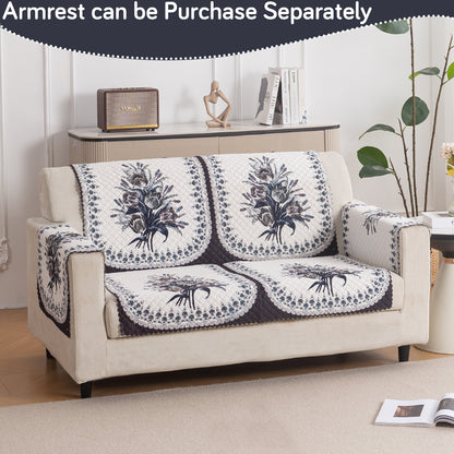 LoomVerse Quilted Sofa Cover Set Washable Sofa Panel for Seat & Back - Midnight Bloom