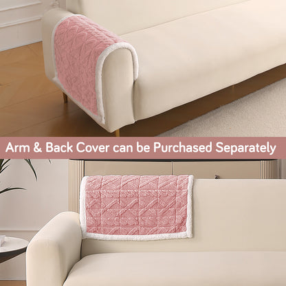 'Italian Caelora' Luxury Jacquard Plush Anti-Slip Sofa Cover Mat - Misty Rose
