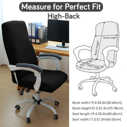 Water Repellent Office Chair Cover for Executive Chair (High-Back) – 210 GSM Stretchable Jacquard – Washable & Anti-Slip – Fits Big & Tall Office Chairs, Black