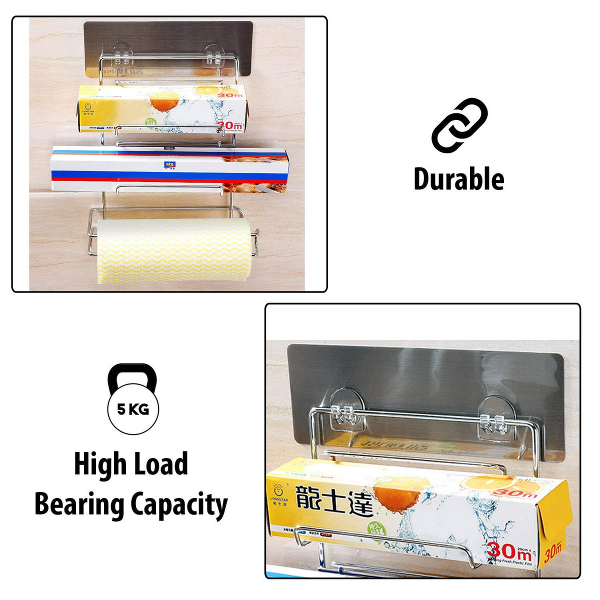 Magic Sticker Series Self Adhesive 3-in-1 Kitchen Tissue Paper Holder