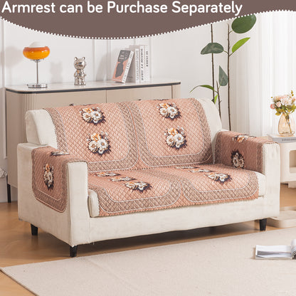 LoomVerse Quilted Sofa Cover Set Washable Sofa Panel for Seat & Back - Vintage Rosette