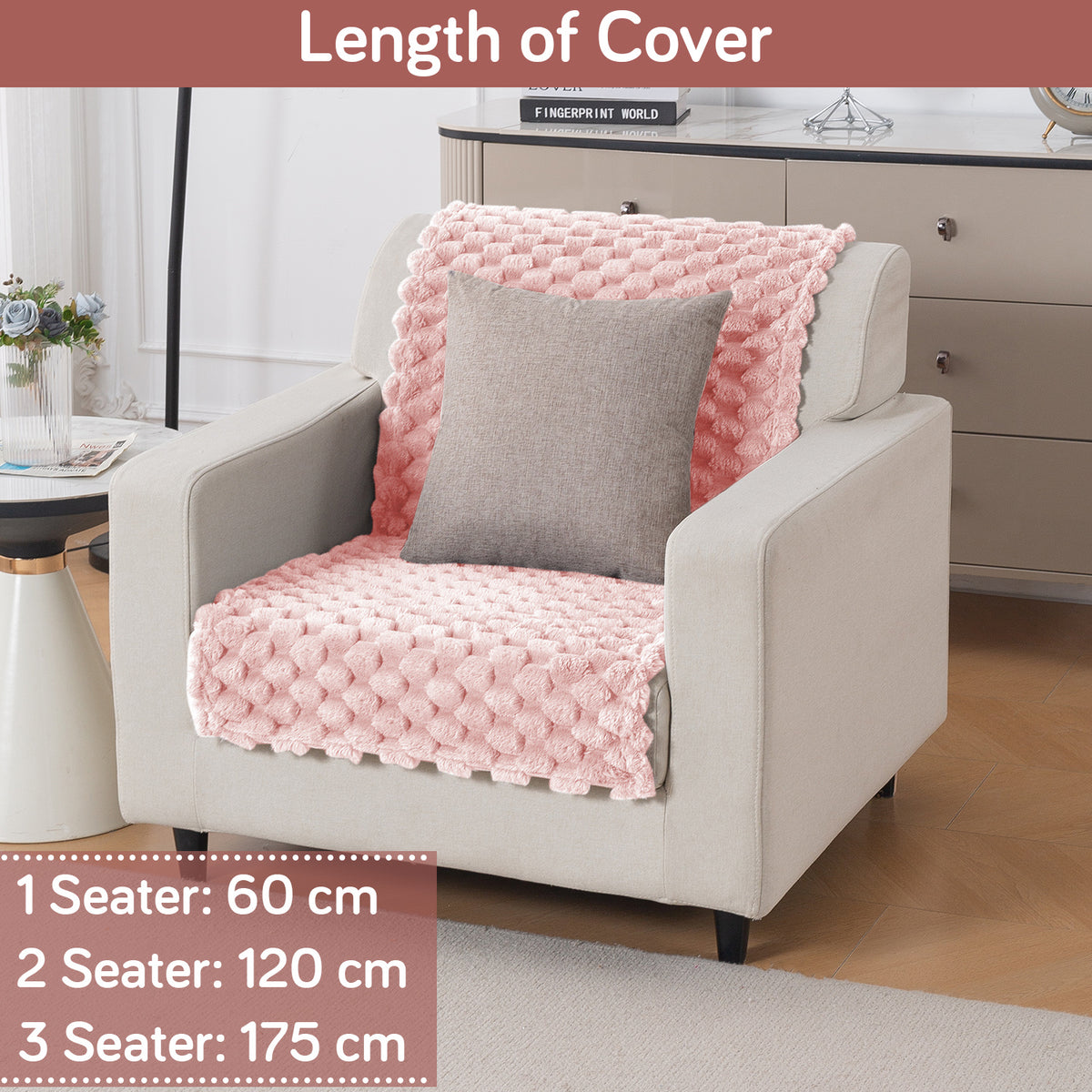 'BunnySoft Series' Plush Sofa Cover Throw for Sofa Seat & Back, Flamingo Pink