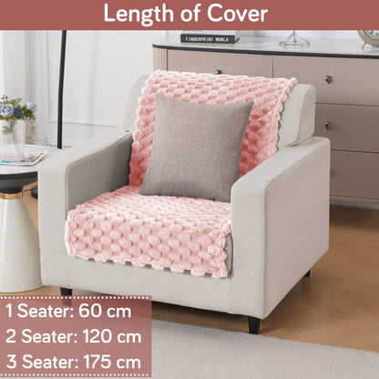 'BunnySoft Series' Plush Sofa Cover Throw for Sofa Seat & Back, Flamingo Pink
