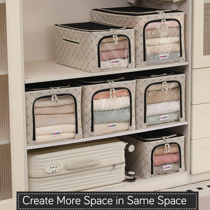 Foldable Cloth Storage  Box Organizer for Wardrobe - Ivory Noir