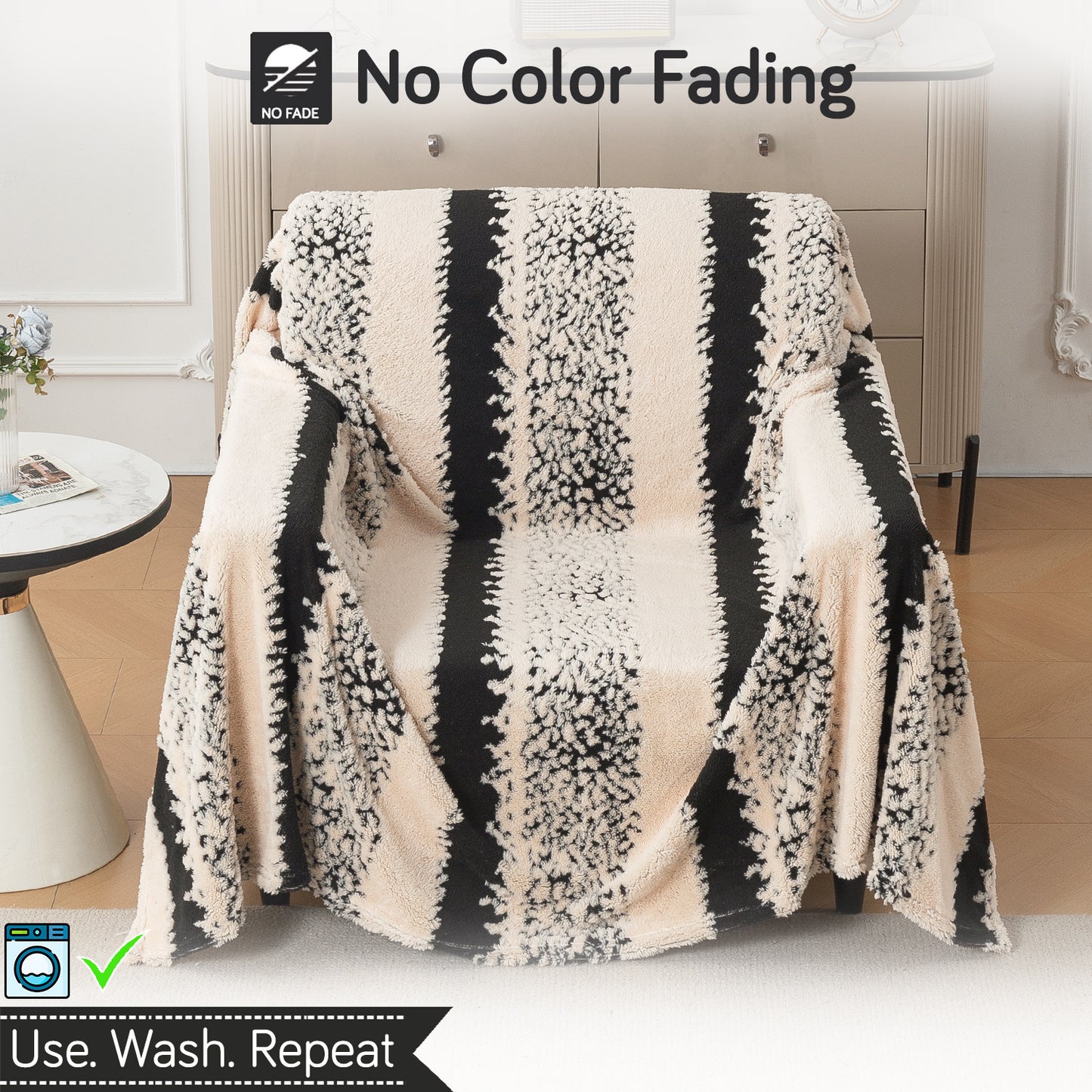 Buy Textured Stripe Noirea Series Luxury Plush Sofa Throw Blanket – Single Seater Sofas | HOKIPO
