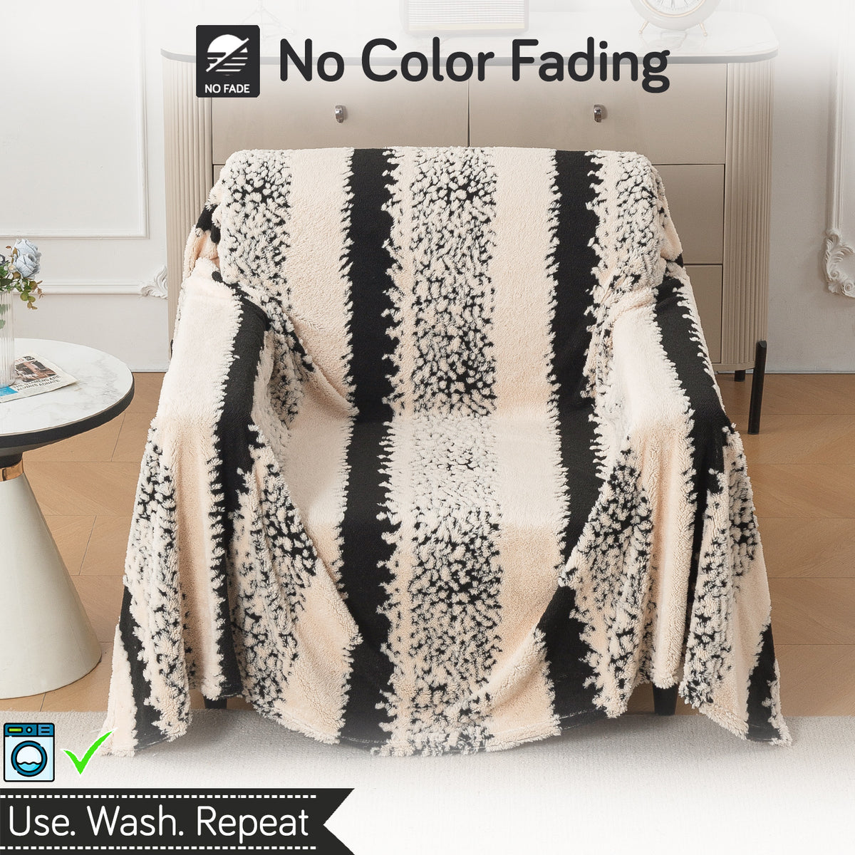 Buy Textured Stripe Noirea Series Luxury Plush Sofa Throw Blanket – Single Seater Sofas | HOKIPO