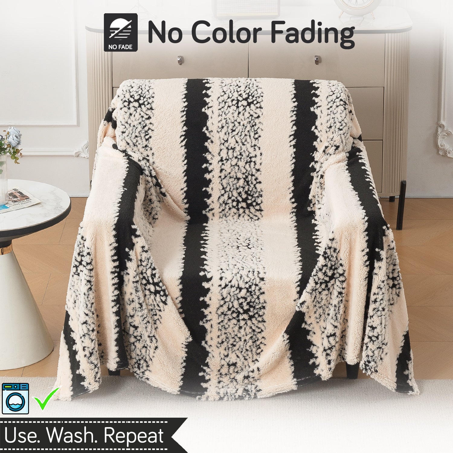 Buy Textured Stripe Noirea Series Luxury Plush Sofa Throw Blanket – Single Seater Sofas | HOKIPO