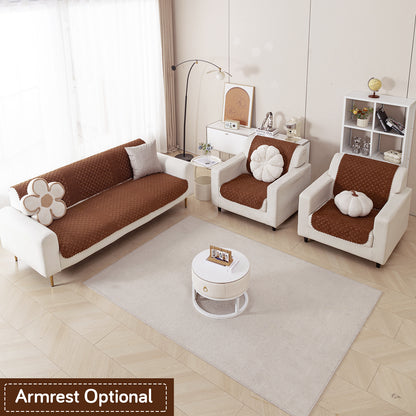 Modern Matrix 5-Seater Reversible Sofa Cover (3+1+1), Chestnut Brown