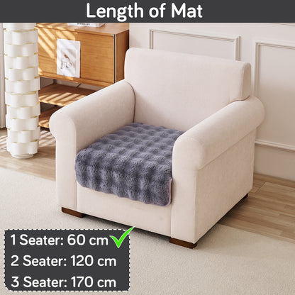 Premium Faux Rabbit Fur Anti Slip Sofa Mat for 1/2/3 Seater, Cool Grey