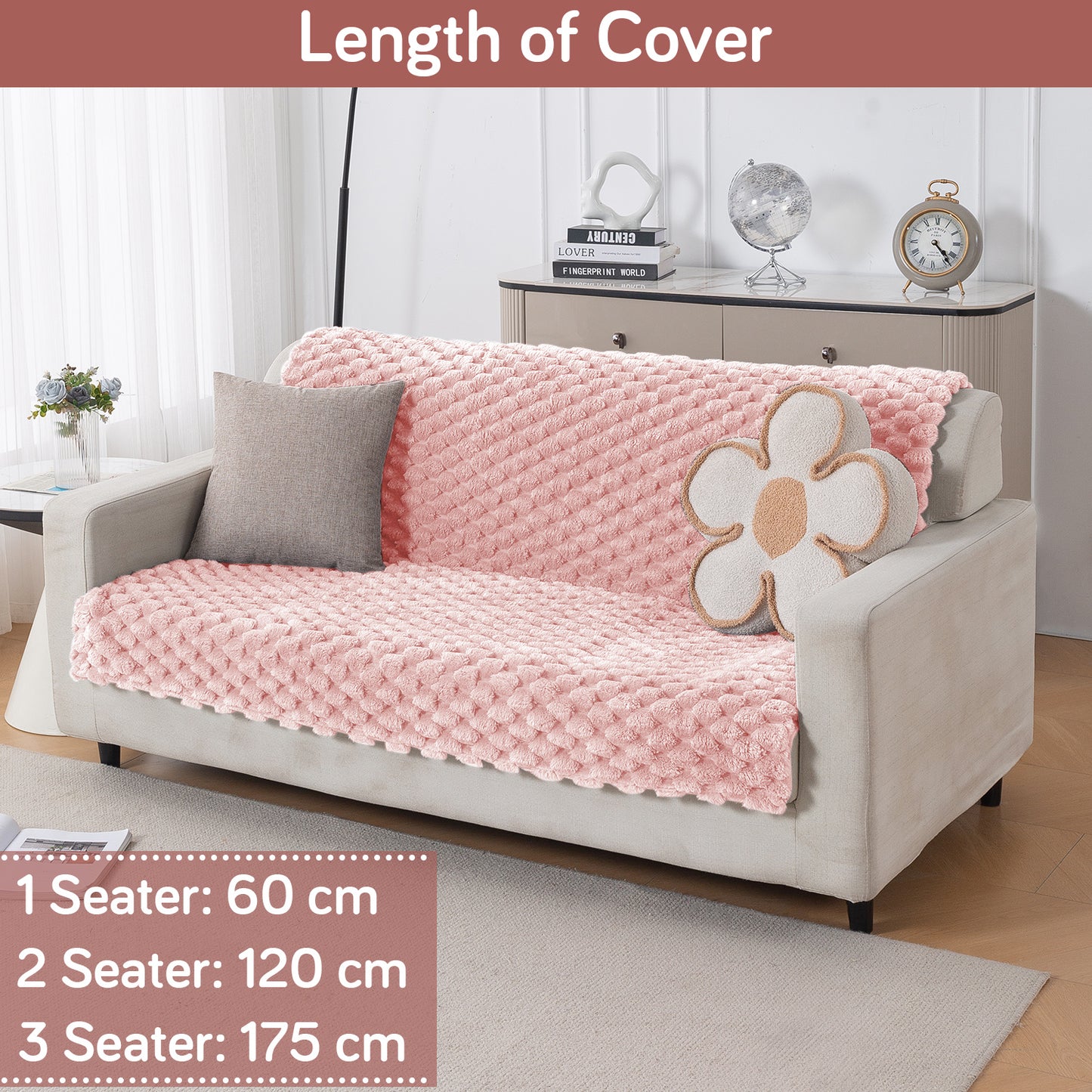 'BunnySoft Series' Plush Sofa Cover Throw for Sofa Seat & Back, Flamingo Pink