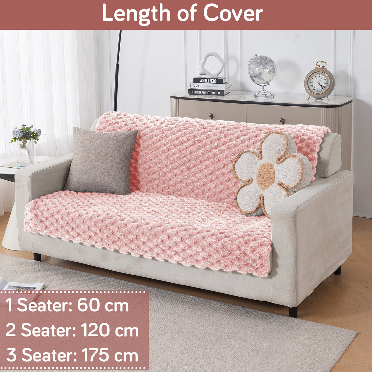 'BunnySoft Series' Plush Sofa Cover Throw for Sofa Seat & Back, Flamingo Pink