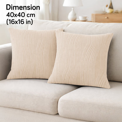 Nestiva Series Premium Knitting Jacquard Sofa Cushion Cover - Skimmed Cream