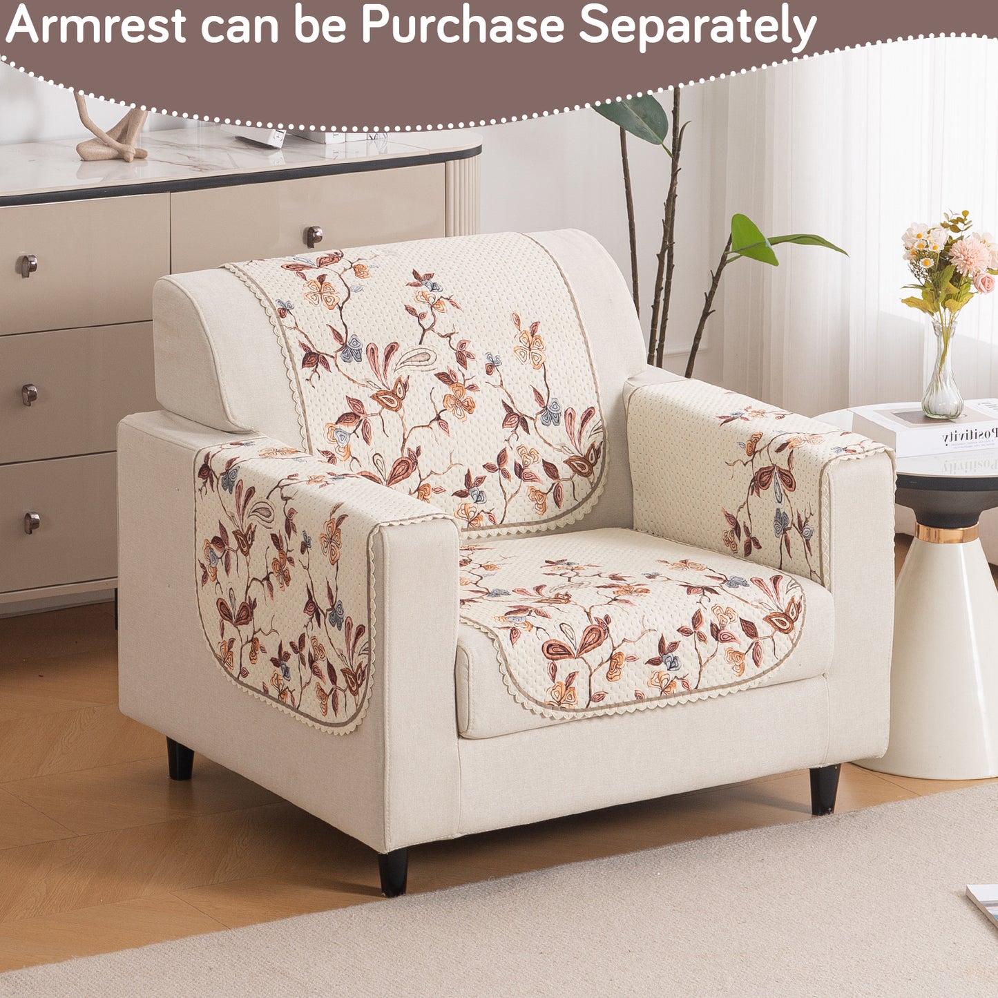 HeavenHue Fleece Soft Touch Quilted Sofa Cover Set – Washable Sofa Panel for Seat & Back - Autumn Whisper