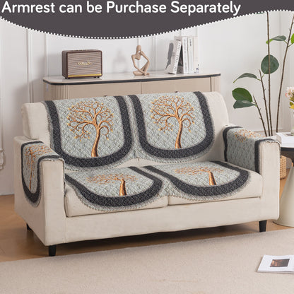 LoomVerse Quilted Sofa Cover Set Washable Sofa Panel for Seat & Back - Tranquil Tree