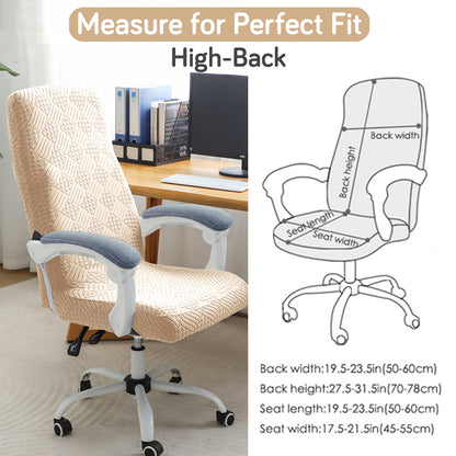 Office Chair Cover for Executive Chair (High-Back) – 170 GSM Stretchable Jacquard – Washable & Anti-Slip – Fits Big & Tall Office Chairs, Beige