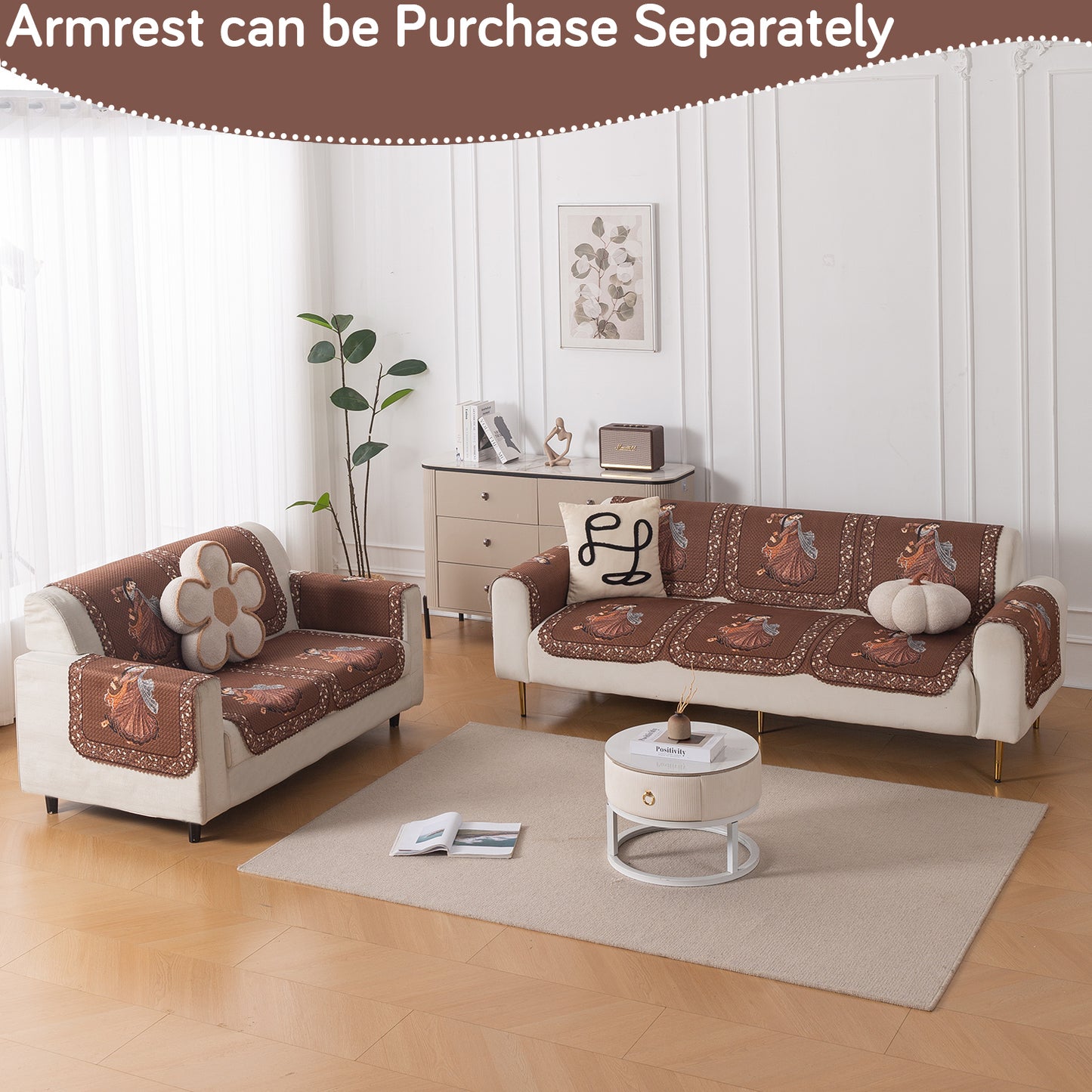 HeavenHue Fleece Soft Touch Quilted Sofa Cover Set Washable Sofa Panel for Seat & Back - Nritya Echo