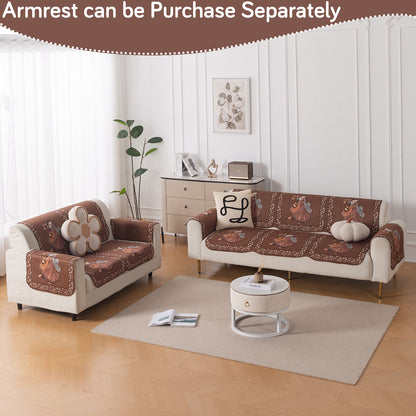 HeavenHue Fleece Soft Touch Quilted Sofa Cover Set Washable Sofa Panel for Seat & Back - Nritya Echo