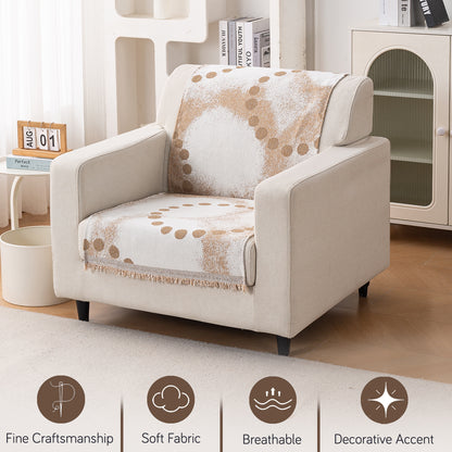 Premium 320 GSM Chenille Sofa Cover 'Serene Abode Series', Latte Dotted Wave