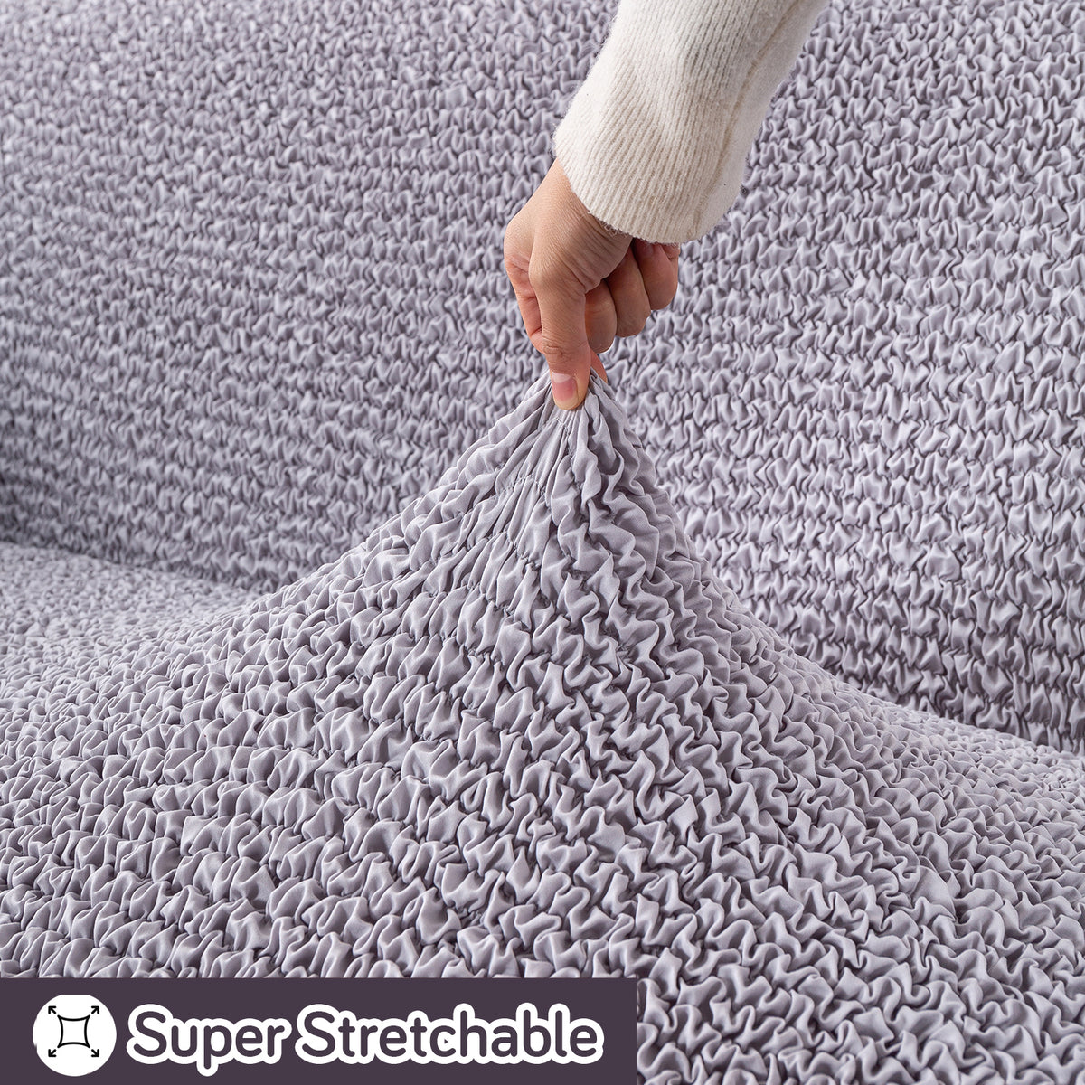 Italian Belissia Luxe Series' Super Stretchable Microfiber 1/2/3 Seater Sofa Cover, Ice Grey