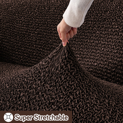 Italian Belissia Luxe Series' Super Stretchable Microfiber 1/2/3 Seater Sofa Cover, Chocolate Brown