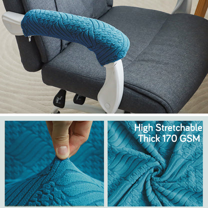 170gsm Jacquard Office Chair Arm Rest Cover (Zipper Style), 1 Pair, Turquoise