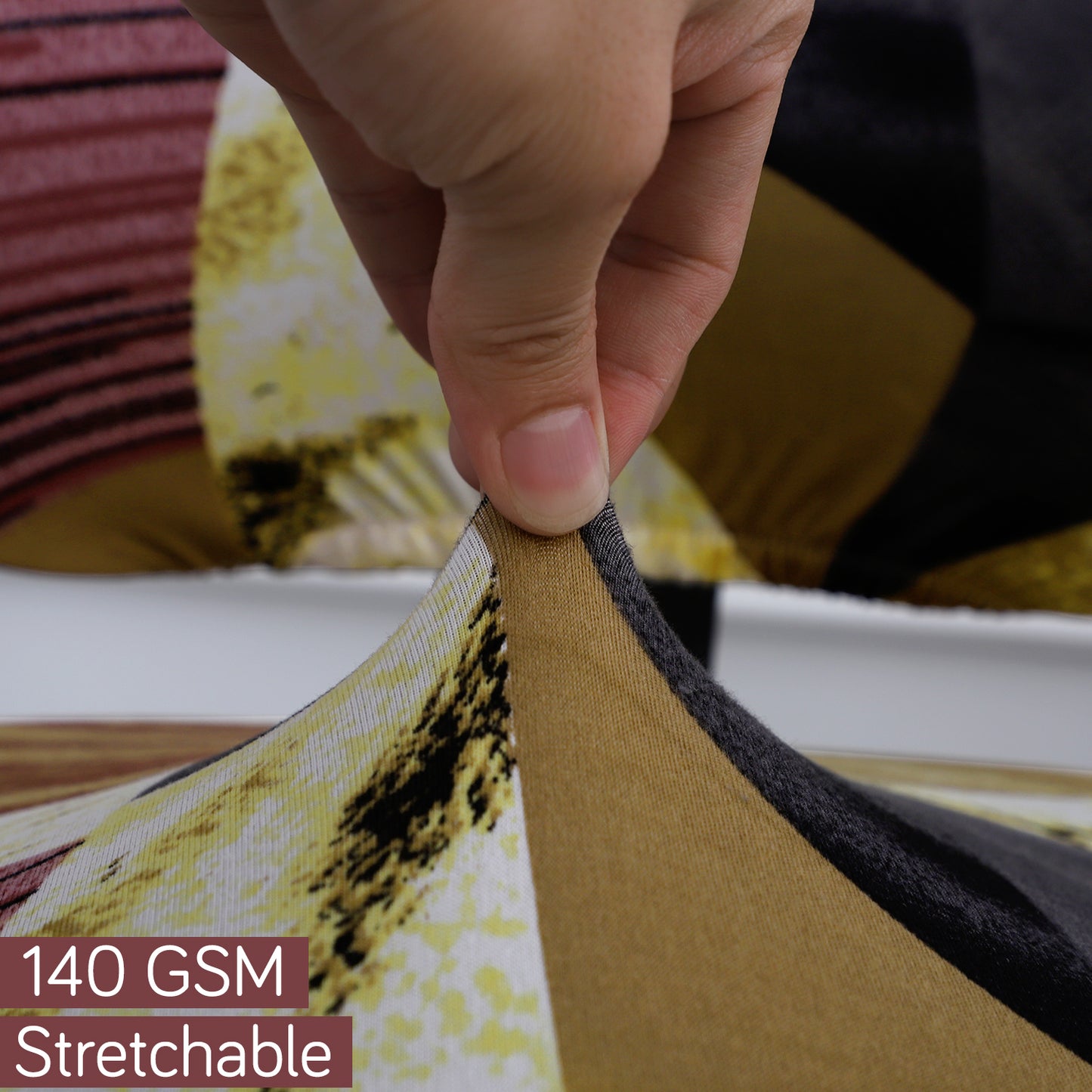 Printed Office Chair Cover for Task Chair – 140 GSM Stretchable Fabric – Washable & Anti-Slip – Fits Small Office Chairs Without Headrest, Wine Abstract Geometry