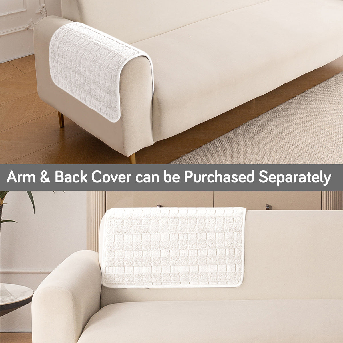 'Plush Haven' Premium Anti Slip Sofa Cover Mat, White