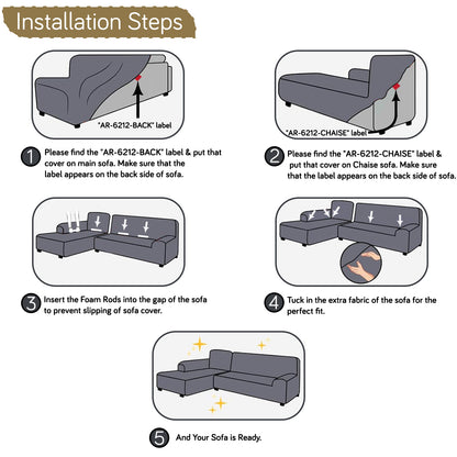 Aria Nova 280 GSM Bubble 2-Piece Stretchable L Shape Sofa Cover with Left Chaise, Beige