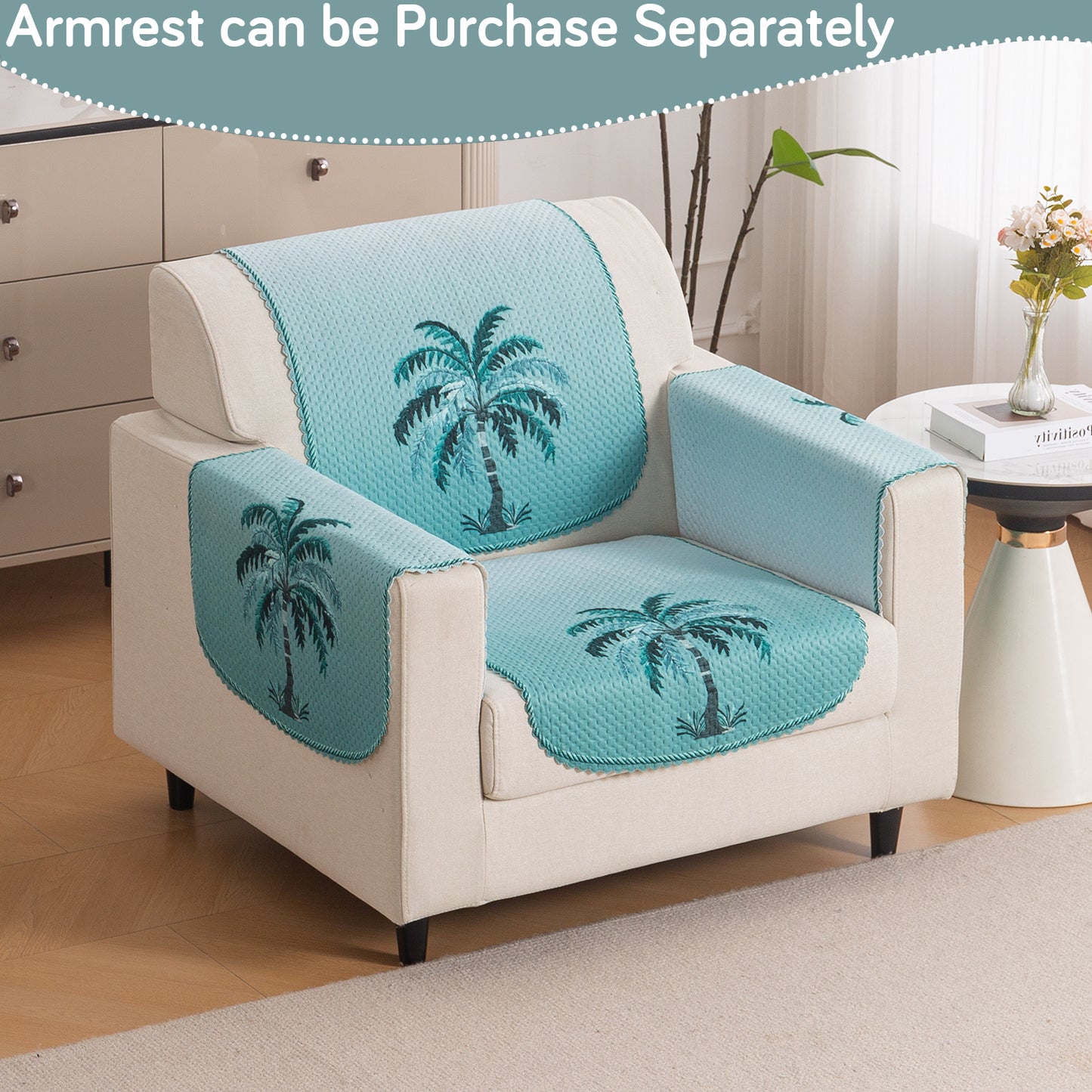 HeavenHue Fleece Soft Touch Quilted Sofa Cover Set Washable Sofa Panel for Seat & Back - Island Breeze