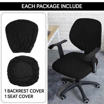2 piece Black Stretchable Jacquard office rotating chair seat covers