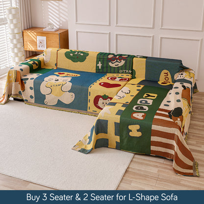 All-Season Chenille Sofa Throw, Cuddle Friends Series