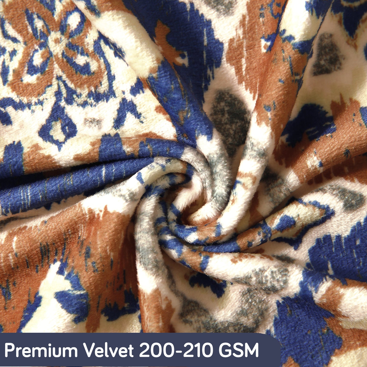 Premium Printed Velvet Sofa Cover 1/2/3 Seaters Fully Covered, Indigo Moroccan Charm