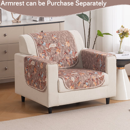 HeavenHue Fleece Soft Touch Quilted Sofa Cover Set Washable Sofa Panel for Seat & Bk - Vintage Bloom
