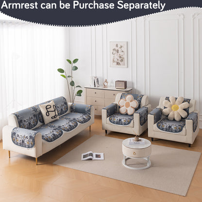 LoomVerse Quilted Sofa Cover Set Washable Sofa Panel for Seat & Back - Blue Belle