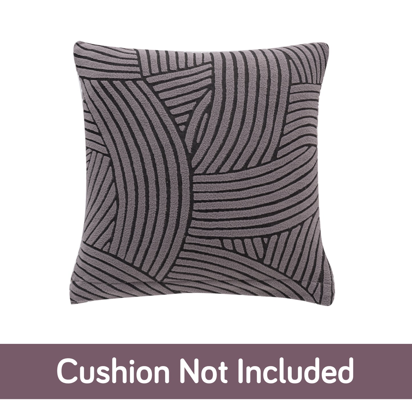 'WaveLine Series' Jacquard Cushion Cover Set of 2, Charcoal Grey