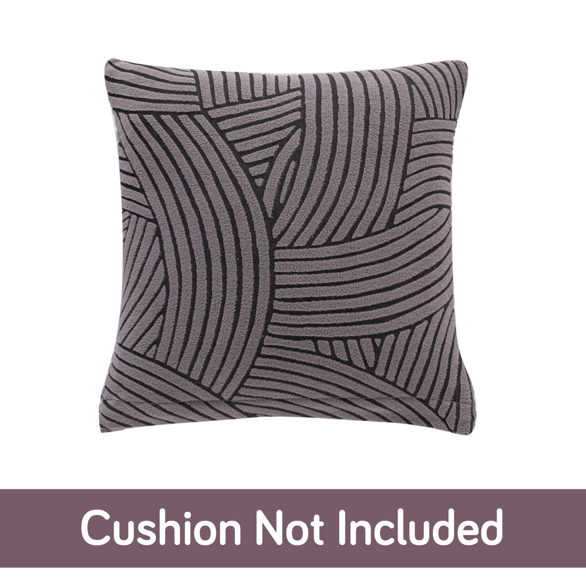 'WaveLine Series' Jacquard Cushion Cover Set of 2, Charcoal Grey