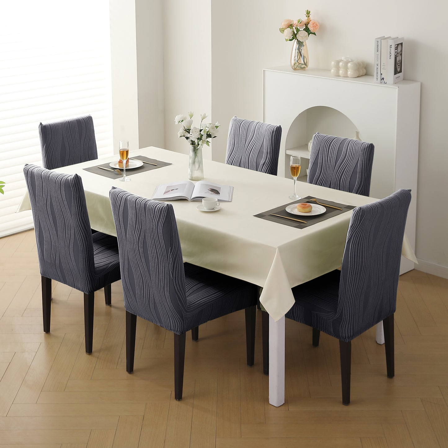 Nestiva Series Stretchable Knitting Jacquard Chair Cover - Porpoise Grey