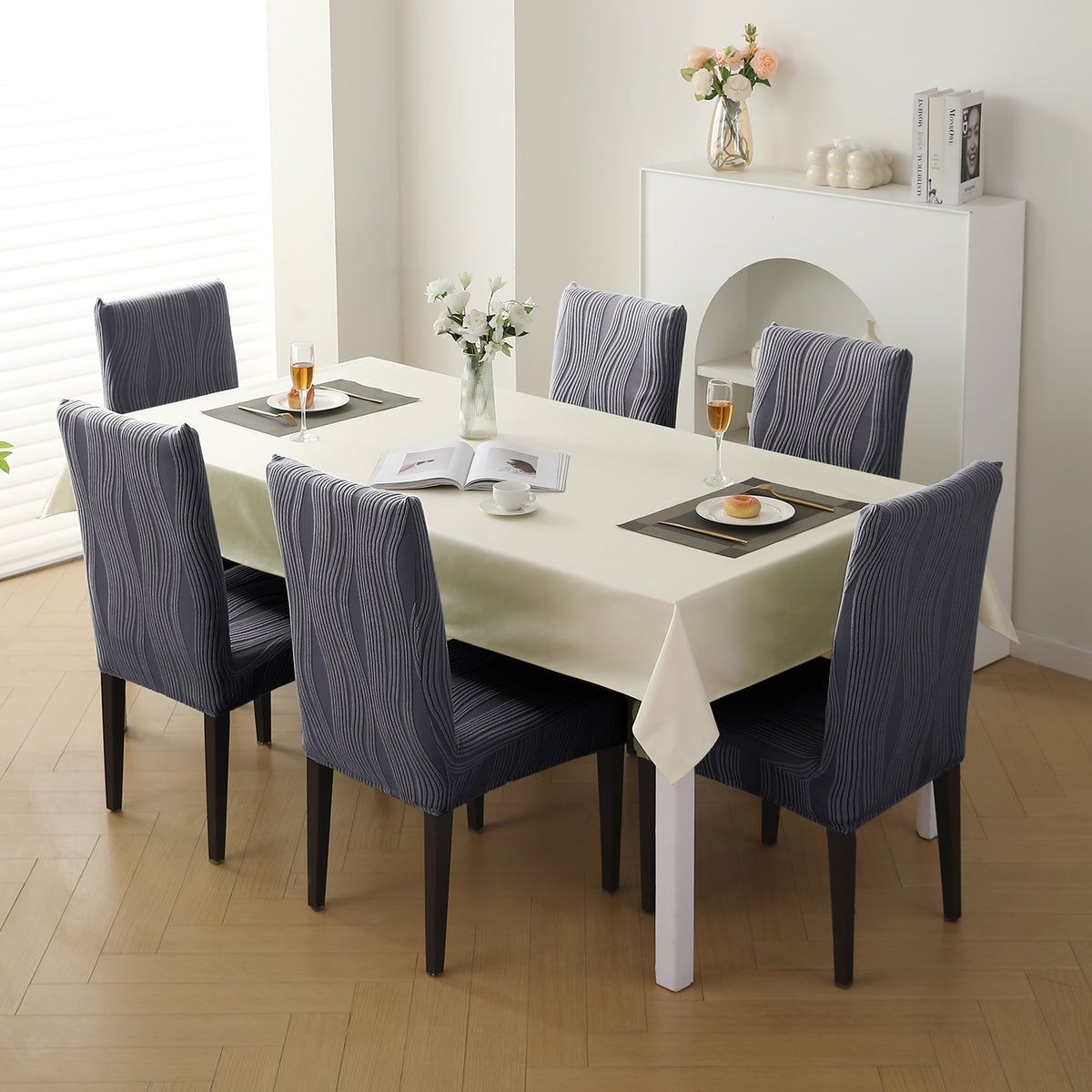 Nestiva Series Stretchable Knitting Jacquard Chair Cover - Porpoise Grey