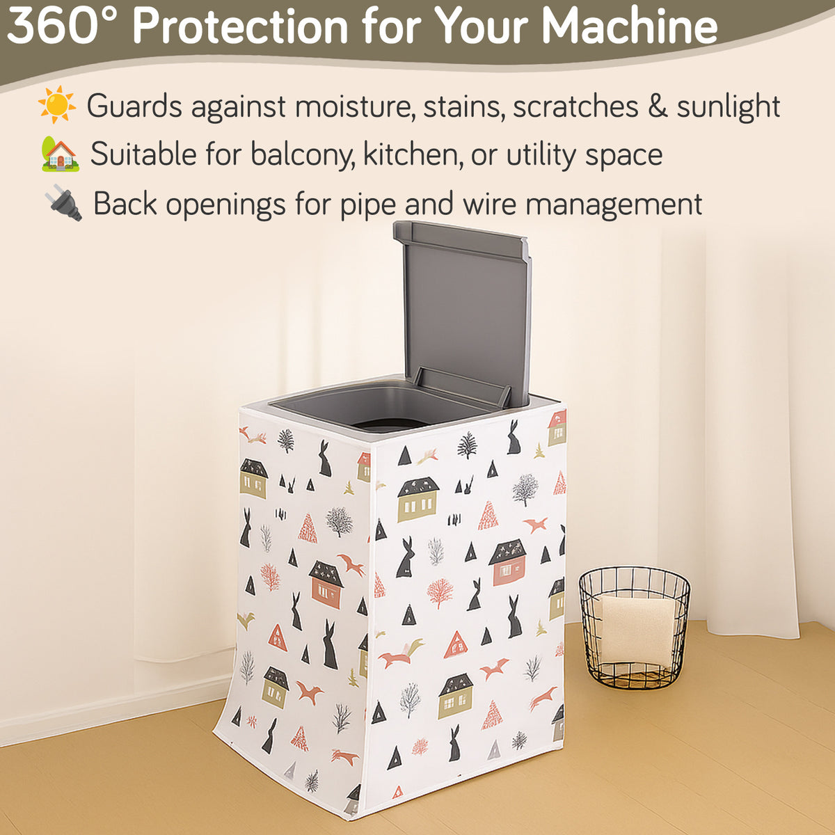 Buy Woodland Village Print Washing Machine Cover - Protect from Moisture, Stains & Sun | Hokipo