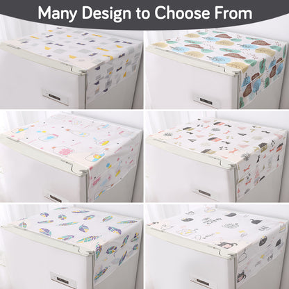 Small / Large Fridge Cover Top | For Smaller Single Door, Double Door and Bigger Double Door Refrigerator - Waterproof, Printed with 6 Side Pockets, Playful Cats