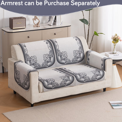 HeavenHue Fleece Soft Touch Quilted Sofa Cover Set Washable Sofa Panel for Seat & Back - Twilight Lace