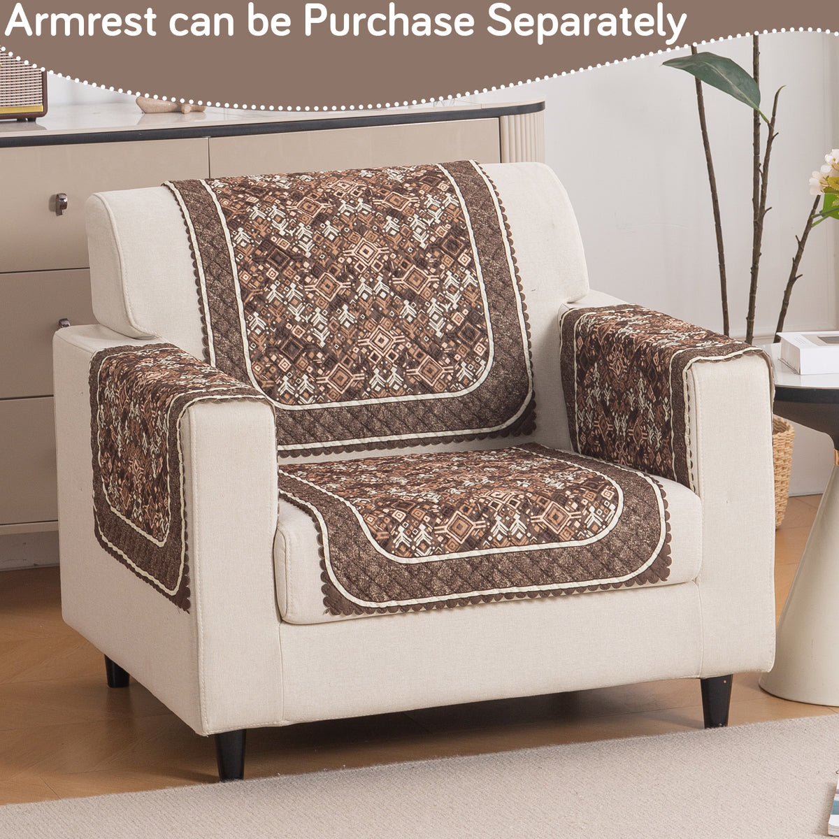 LoomVerse Quilted Sofa Cover Set Washable Sofa Panel for Seat & Back - Rustic Lattice