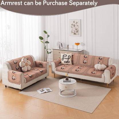 LoomVerse Quilted Sofa Cover Set Washable Sofa Panel for Seat & Back - Vintage Rosette