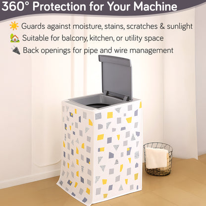 Waterproof Front Load / Top Load Washing Machine Cover | PEVA Dustproof Protective Cover for 6kg, 6.5kg, 7kg & 7.5kg Fully Automatic Machines, Geometric Abstract