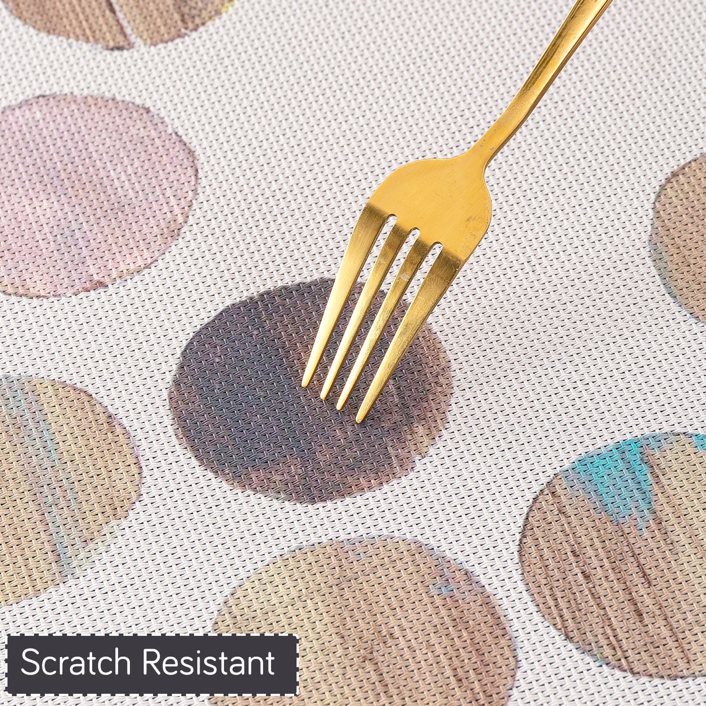 Color Splash PVC Mats for Dining Table, Watercolor Circles - Soft Beige