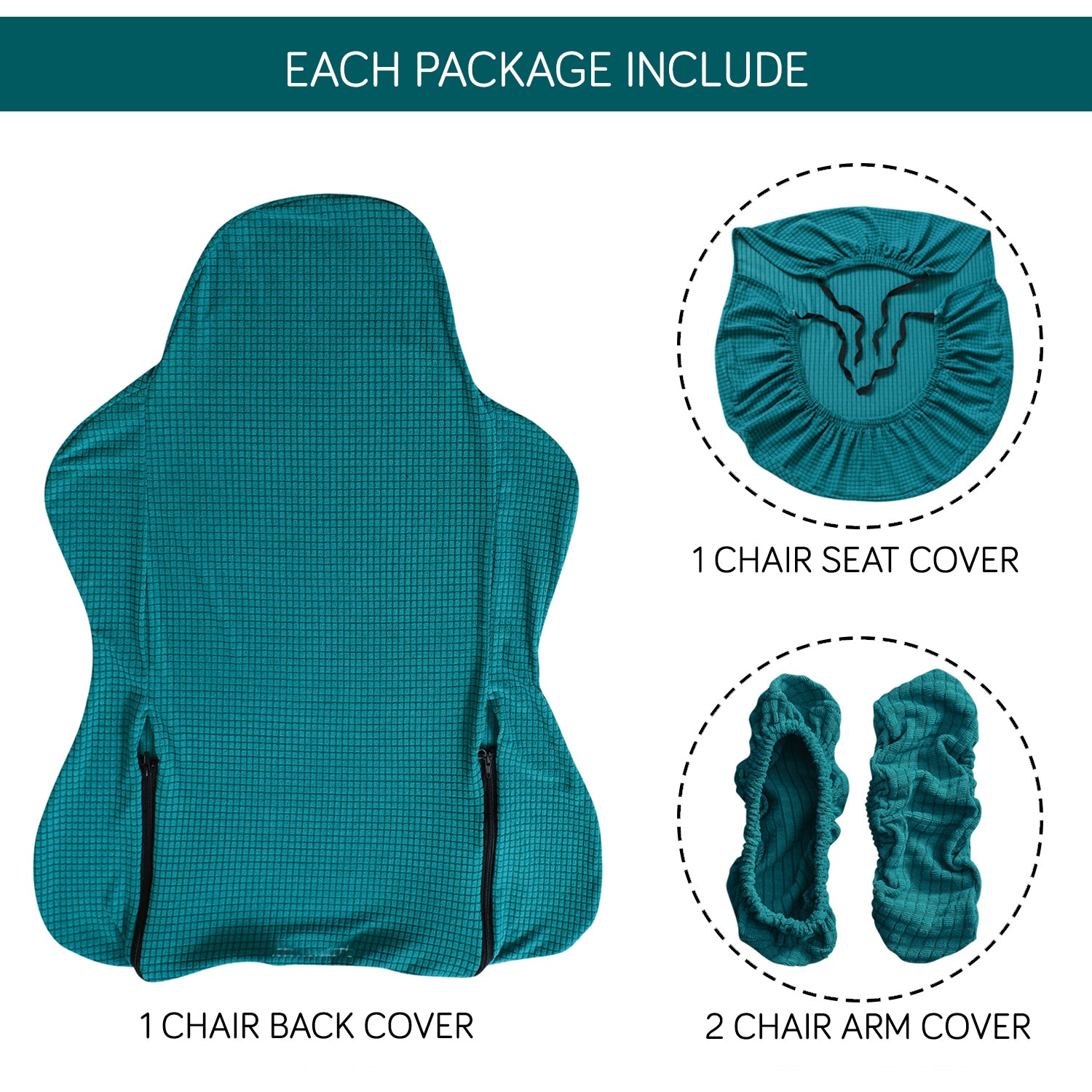 Stretchable Jacquard Elastic Gaming Chair Cover, Teal