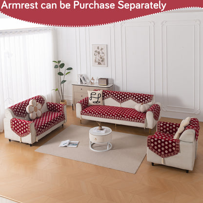 Heritage Weave Premium Jacquard Sofa Cover Set with Tassels -  Crimson Red