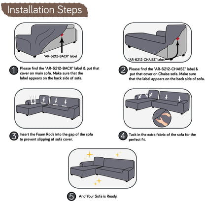 Aria Nova 280 GSM Bubble 2-Piece Stretchable L Shape Sofa Cover with Left Chaise, Mocha Brown